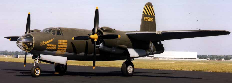 B-26 museum-painted in 556th Bomb. Sq. colors